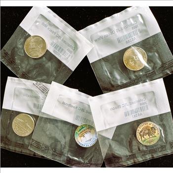 LITTLETON UNC (5 COINS) COLORIZED J5C INDIVIDUALLY SEALED PKGS SET