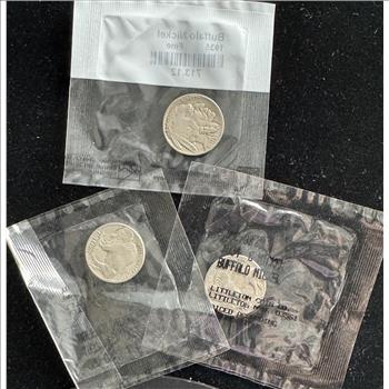 LITTLETON (3) COIN SET BUFFALO NICKELS 1934, 1935, 1937 INDIVIDUALLY SEALED PKGS