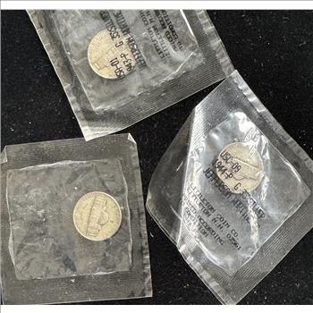 1943 (2) & 1944 WARTIME SILVER NICKELS IN LITTLETON SEALED INDIVIDUAL (3) PKGS