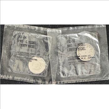 1905 AND 1911 LIBERTY NICKELS IN LITTLETON SEALED PKGS