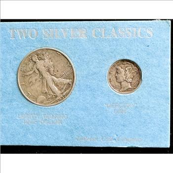 TWO SILVER CLASSICS, 1937 HALF DOLLAR AND 1944-D DIME