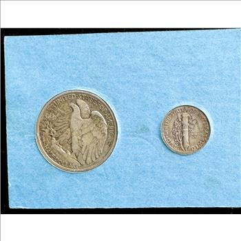 TWO SILVER CLASSICS, 1937 HALF DOLLAR AND 1944-D DIME