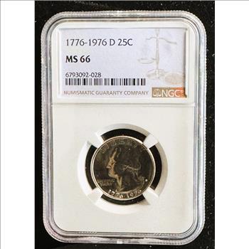 1776-1976 D 25C NGC HIGH GRADED MS-66 COIN IN THE SLAB
