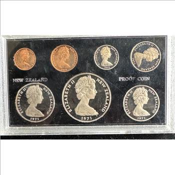 1971 NEW ZEALAND PROOF 7 COIN PROOF SET, ANIMALS, ONLY 5000 MINTAGE, UNBLEMISHED GEMS IN ORIGINAL SEALED HARD CASE 