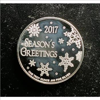 1oz ROUND .999 FINE SILVER, MERRY CHRISTMAS PROOF COIN, SANTA CHECKING HIS LIST, SEASONS GREETINGS, ABSOLUTE BEAUTY