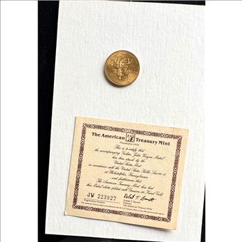 JOHN WAYNE DUKE'S MOVIE CAREER COMMEMORATIVE COIN, CERTIFICATE AND COA