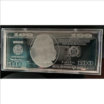 $100 DOLLAR BILL 1996 FRANKLIN 4 TROY oz .999 FINE SILVER PROOF UNC IN ORIG PROTECTIVE CASE