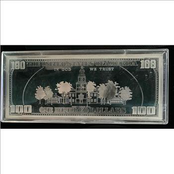 $100 DOLLAR BILL 1996 FRANKLIN 4 TROY oz .999 FINE SILVER PROOF UNC IN ORIG PROTECTIVE CASE