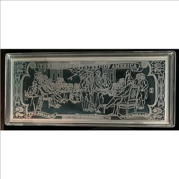 $2 DOLLAR BILL 4 TROY oz .999 FINE SILVER UNCIRCULATED PROOF IN ORIG PROTECTIVE CASE