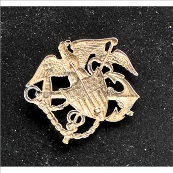 VINTAGE U.S. PUBLIC HEALTH SERVICE STERLING SILVER EAGLE ANCHOR PIN, 18.03g