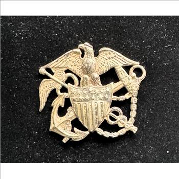 VINTAGE U.S. PUBLIC HEALTH SERVICE STERLING SILVER EAGLE ANCHOR PIN, 18.03g