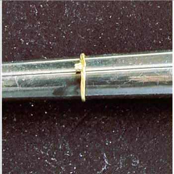 GOLD, 14KT PRINCESS OR ENGAGEMENT STAMPED GOLD RING SIZE 4 1/2 WITH A SMALL DIAMOND