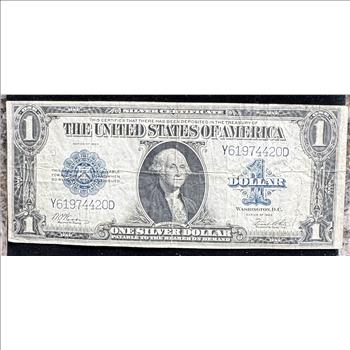 1923 SERIES $1 DOLLAR LARGE HORSEBLANKET SILVER CERTIFICATE, BLUE SEAL IN A SLEVE