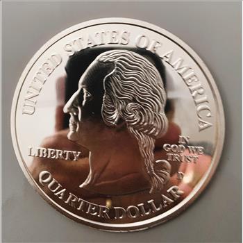 4 TROY oz .999 FINE SILVER ROUND COIN, 50 STATE EDITION 5 STATES, TENN, OHIO, INDIANA, MISS, LOUISANA, UNBLEMISHED PROOF-LIKE GEM IN CAPSULE