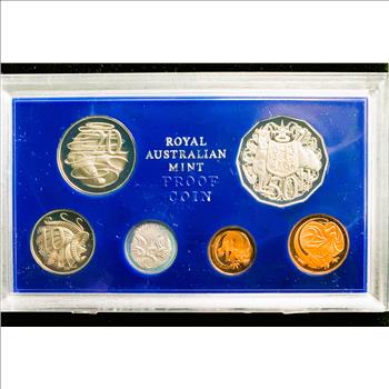 1979 ROYAL AUSTRALIAN MINT SET, 6 UNBLEMISHED PROOF GEM COINS, IN ORIG ULTRASONIC WELDED SEALED CASE, LOW MINTAGE