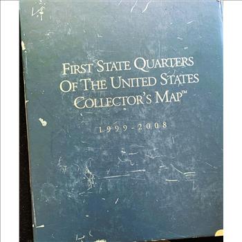 FIRST STATE QUARTERS OF THE US, COLLECTOR'S MAP,  INCOMPLETE COLLLECTION 40 UNC BRIGHT SHINY COINS IN HARD BACK BOOK, NICE