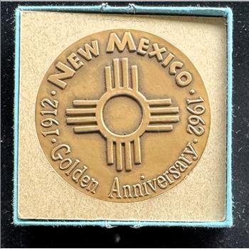 1912-1962 GOLDEN ANNIVERSARY NEW MEXICO STATEHOOD MEDAL GEM COIN, ORIG PKG, COA