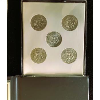 KENNEDY COMPLETE COLLECTION OF 40% SILVER HALF DOLLAR SET 0F 5 COINS IN CERTIFIED REAL;LY NICE BOOKLET, HIGH GRADE COINS