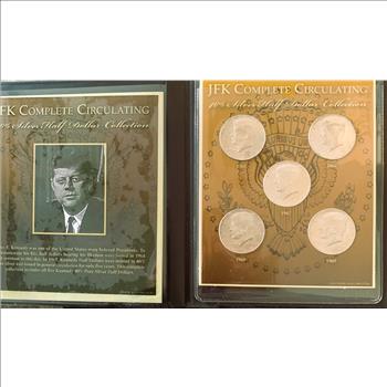 KENNEDY COMPLETE COLLECTION OF 40% SILVER HALF DOLLAR SET 0F 5 COINS IN CERTIFIED REAL;LY NICE BOOKLET, HIGH GRADE COINS