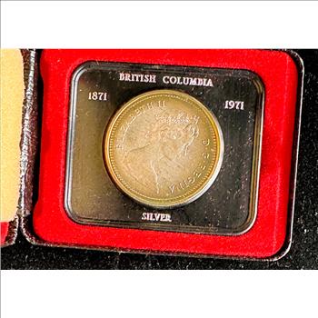 1871-1971 CANADA SILVER UNC BRITTISH COLUMBIA, BEAUTY TONNING COIN IN ORIG CASE