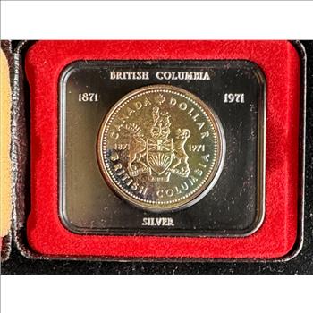 1871-1971 CANADA SILVER UNC BRITTISH COLUMBIA, BEAUTY TONNING COIN IN ORIG CASE
