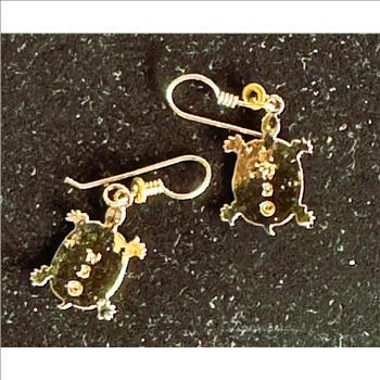 WILL BYRDE GOLD LAYERED HIGHLY POLISHED HANDCRAFTED DANGLE EARRINGS, BEAUTIES, LIKE NEW NEVER WORN TURTLES