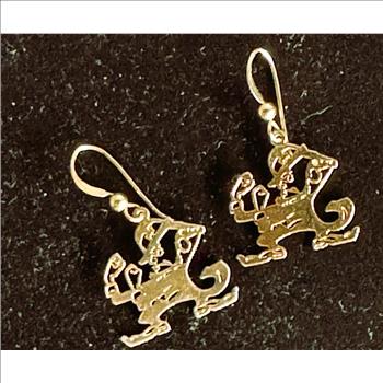 WILL BYRDE GOLD LAYERED HIGHLY POLISHED HANDCRAFTED DANGLE EARRINGS, BEAUTIES, LIKE NEW NEVER WORN SANTA SLEIGH
