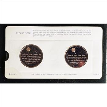 VINTAGE FRANKIN MINT AMERICA IN SPACE PROOF POLISHED APOLLO 15 AND PIONEER UNBLEMISHED COINS IN FILM SEALED ORIG PKG