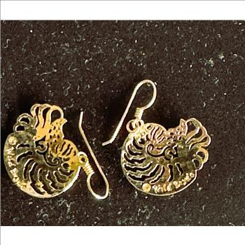 WILL BYRDE GOLD LAYERED HIGHLY POLISHED HANDCRAFTED DANGLE EARRINGS, BEAUTIES, LIKE NEW NEVER WORN SEASHELLS