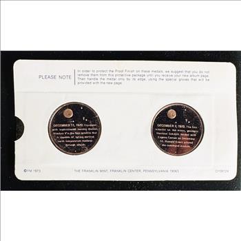 VINTAGE FRANKIN MINT AMERICA IN SPACE PROOF POLISHED APOLLO 17 AND NIMBUS UNBLEMISHED COINS IN FILM SEALED ORIG PKG