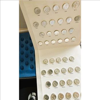 FRANKLIN MINT STERLING SILVER FIRST EDITION COMPLETE STATES OF THE UNION 50 COIN  SET, UNWRAPPED, ORIG CASE, PAPERS, BOX, LIKE NEW