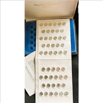 FRANKLIN MINT STERLING SILVER FIRST EDITION COMPLETE STATES OF THE UNION 50 COIN  SET, UNWRAPPED, ORIG CASE, PAPERS, BOX, LIKE NEW