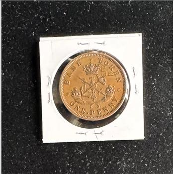 1854 ONE PENNY, BANK OF UPPER CANADA, HIGH QUALITY COIN