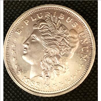 1985 SILVER TRADE UNIT 1oz .999 FINE MORGAN DESIGN