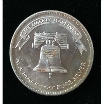 1oz SILVER ROUND LIFE LIBERTY HAPPINESS LIBERTY .999 PURE SILVER