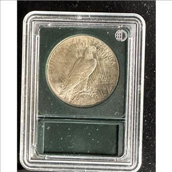 1922 SILVER PEACE DOLLAR,  GEM BRIGHT LUSTER COIN IN THE SLAB