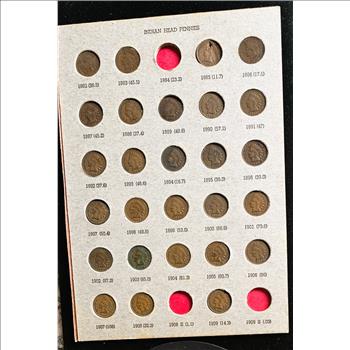 1882-1909 INDIAN HEAD CENTS (27 COINS) INCOMPLETE SET, SOME SCARCE DATES
