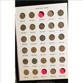 1882-1909 INDIAN HEAD CENTS (27 COINS) INCOMPLETE SET, SOME SCARCE DATES