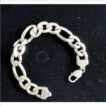 .925 STERLING SILVER POLISHED FIGARO LINK 8 1/2