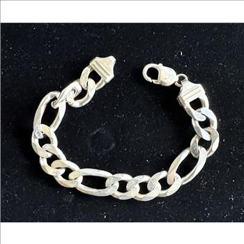 .925 STERLING SILVER POLISHED FIGARO LINK 8 1/2