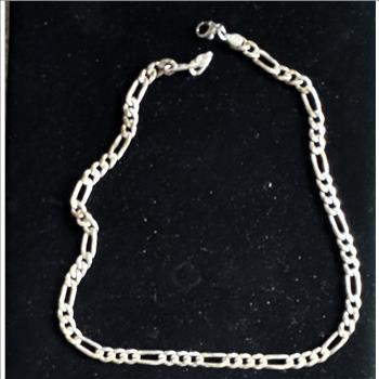 VINTAGE .925 STERLING SILVER POLISHED FIGARO LINK 20