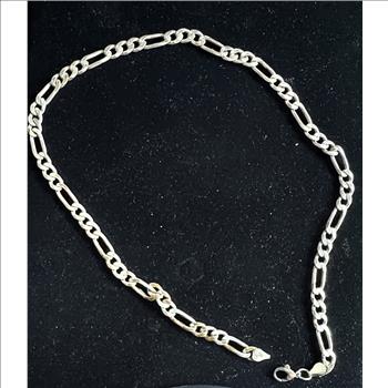 VINTAGE .925 STERLING SILVER POLISHED FIGARO LINK 20