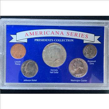 AMERICANA SERIES, PRESIDENTS COLLECTION, 1964 3 SILVER COINS IN A 5 COIN SEALED HOLDER