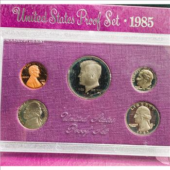 1985-S US PROOF SET IN ORIG GOV CASE, PKG, 5 GEM PROOF COINS | Property ...