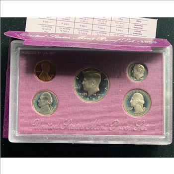 1989-S US PROOF SET  IN ORIG GOV CASE, PKG, 5 GEM PROOF COINS