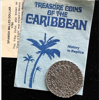 SPANISH MILLED DOLLAR 1760 REPLICA MINTED IN MEXICO VALUED AT 8 REALES IN PROTECTIVE UNC PKG