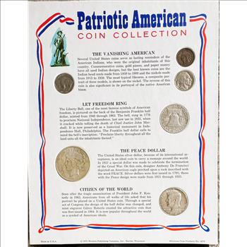 PATRIOTIC AMERICAN 6 COIN COLLECTION & SILVER SET, WITH VERY NICE PEACE DOLLAR