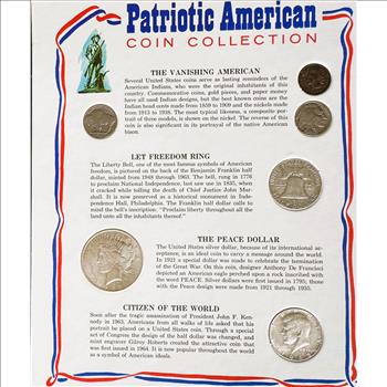 PATRIOTIC AMERICAN 6 COIN COLLECTION & SILVER SET, WITH VERY NICE PEACE DOLLAR