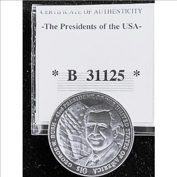 GEORGE W BUSH $10 DOLLAR COUNTRY OF LIBERIA BRILLIANT UNCIRCULATED COIN WITH COA