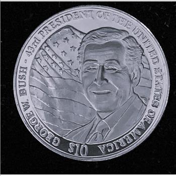 GEORGE W BUSH $10 DOLLAR COUNTRY OF LIBERIA BRILLIANT UNCIRCULATED COIN WITH COA